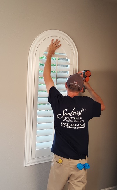 Shutter install in Boston family room